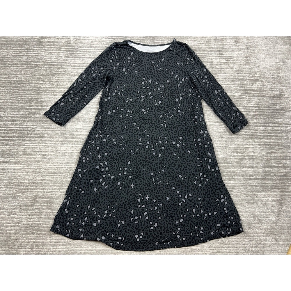 Time and Tru Dress Womens Small Black Animal Print 3/4 Sleeve Mini Shift